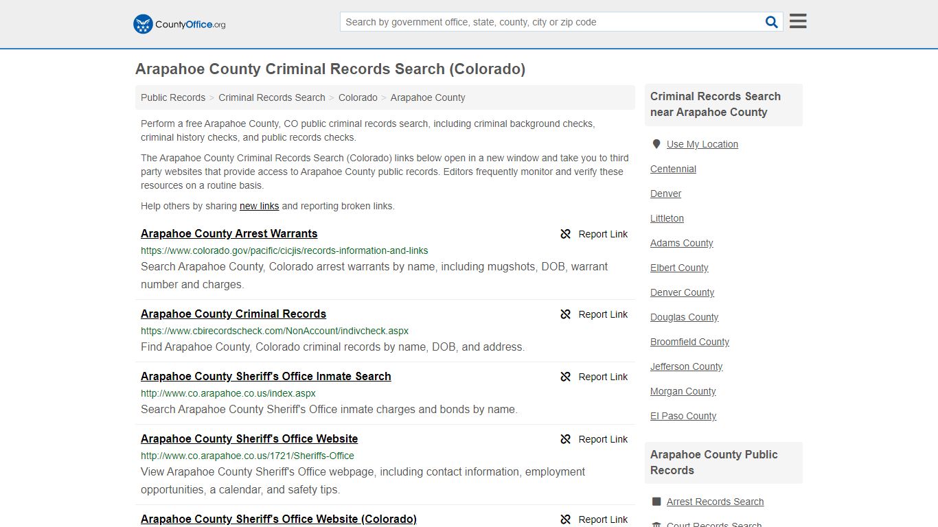 Criminal Records Search - Arapahoe County, CO (Arrests ...