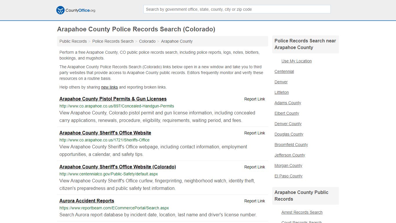 Police Records Search - Arapahoe County, CO (Accidents ...